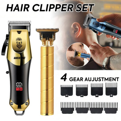 Professional Hair Clipper for Men, 2-piece Set, Hair Clipper Shaver Set Gold