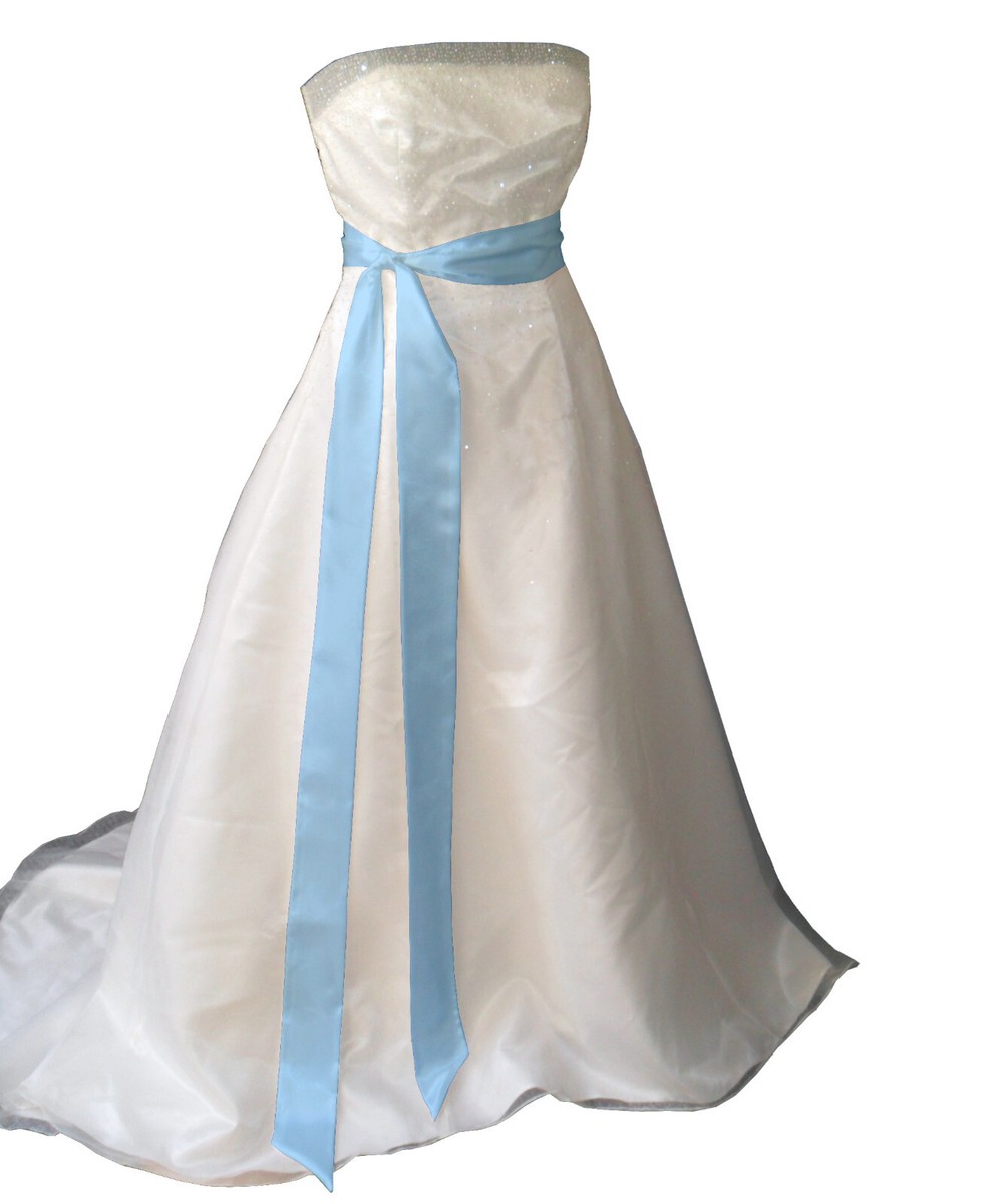 BABY BLUE Satin Wedding Fancy Dress Party Ribbon Sash Wrap Tie Belt Band Bow