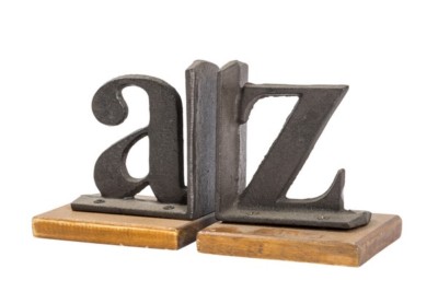 Paar Verglasung Bücher Buchstaben A Z IN Gusseisen und Holz