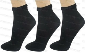 3 Pairs Ladies Girls Black Lace Trim Cotton Ankle Socks Adults Ruffle Top 3 Pairs Ladies Girls Black Lace Trim Cotton Ankle Socks Adults Ruffle Top