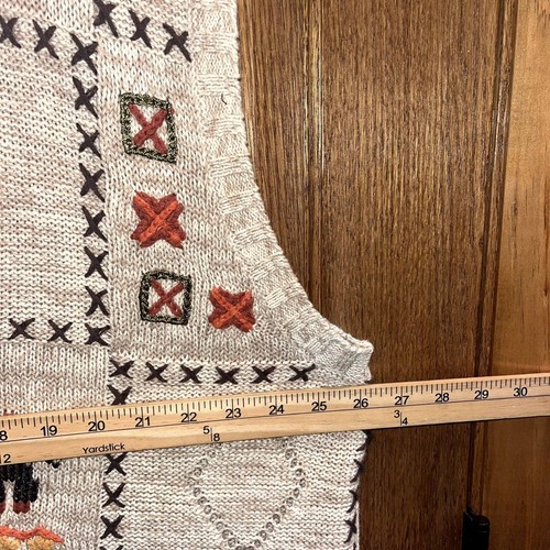 Vintage Embroidered Cardigan Aztec Geometric Boho Layering White Stag 26W/28W - Picture 5 of 9