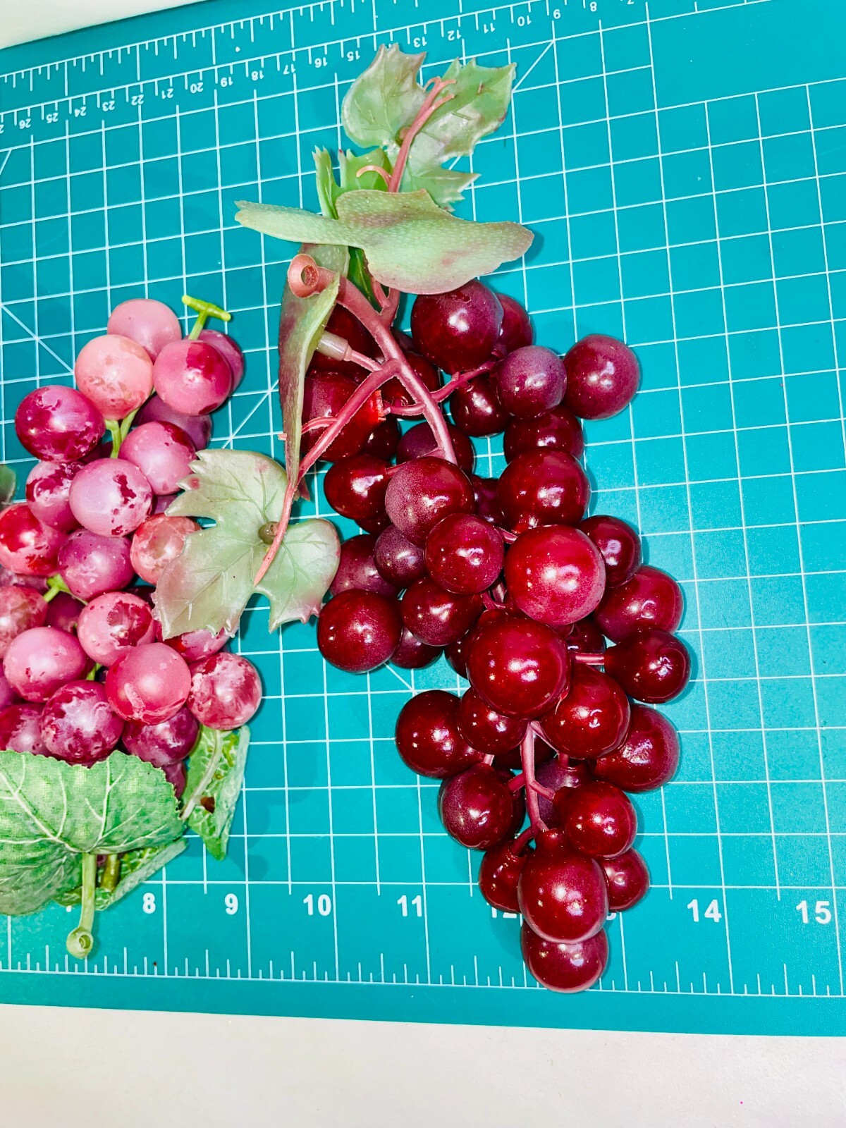 Vintage Artificial Rubber Grapes Realistic Vines Small Bunch Purple Lot of 3