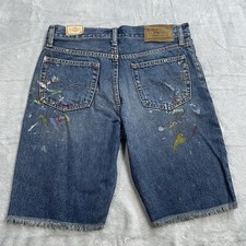 Polo Ralph Lauren Shorts 18 NWT Sullivan Slim Denim Jean Paint Splatter Raw Hem