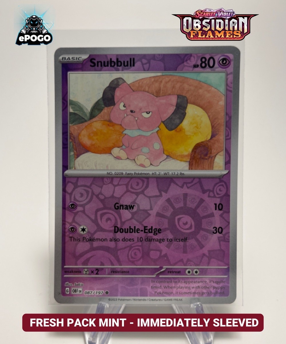 snubbull pokemon card Snubbull 087/197 Reverse Holo Pokemon TCG: Obsidian Flames MINT SHIPS TODAY!