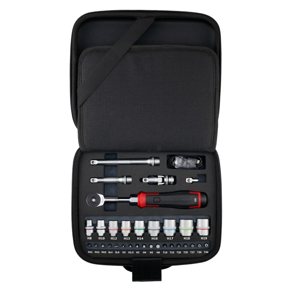 VESSEL 400ER3-1M Cordless Electric Slim Ratchet Set w/31 Socket Bits Black Japan - Image 2 of 4