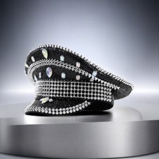 1x Uomo Paillettes Rivetto Strass Capitano Cappello Cosplay Festival Festa Club