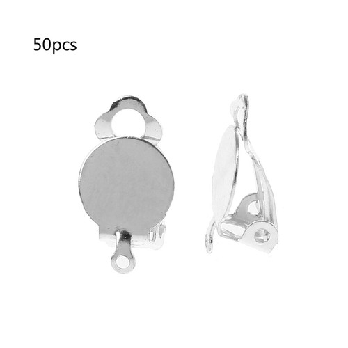 50Pcs Tray Flat Round Clip-on Earring Converter DIY Earring Pierced into Clip on - Picture 11 of 11
