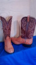 Hornback Caiman Crocodile Western Roper Boots Cognac Brown Leather — listing 4