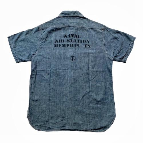 Buzz Rickson's USN Chambray Work Shirt Short Sleeve Us Navy Size Small - Picture 3 of 12