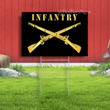 US Infantry Black Crossed Rifles Army Yard Sign