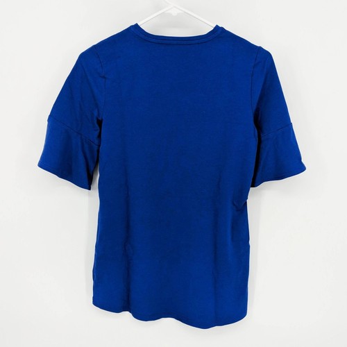Studio by Denim & Co. Round Neck Elbow Bell Sleeve Hi-Low Hem Top Blue Size XXS - Picture 4 of 5
