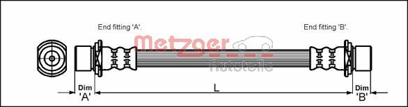 Right Front METZGER 4112178 Brake Hose for TOYOTA