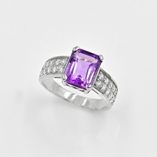 Natural Amethyst 925 Sterling Silver February Birthstone Engagement Bridal Ring