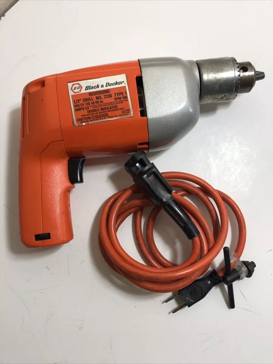 Vintage Black & Decker #7230 VSR 1/2 Corded Electric Drill