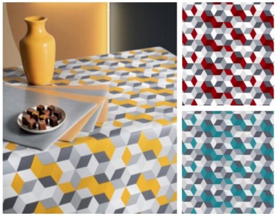 PVC TISCHDECKE WÜRFEL 3D EFFEKT QUADRATISCH RETRO DEKOBLÖCKE ABWISCHBAR SCHUTZ