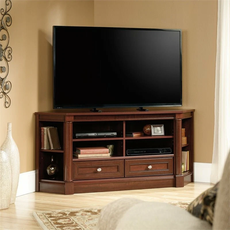 Cherry wood 2024 corner tv stand