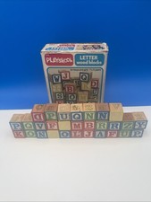 Playskool Letter Wood Blocks Kids Unisex 28pc Multicolor Good Vintage 1986 214
