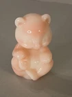 Fenton Bear Pink White Slag Glass Sitting Glossy Figurine Collectible Teddy 3.25