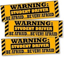 Warning Student Driver Magnet for Car - 3 Pack Warning St Color: Black Yellow