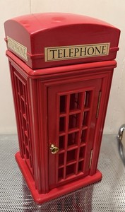 British Telephone Booth Cabinet Holder Solid Wood Vintage 15”