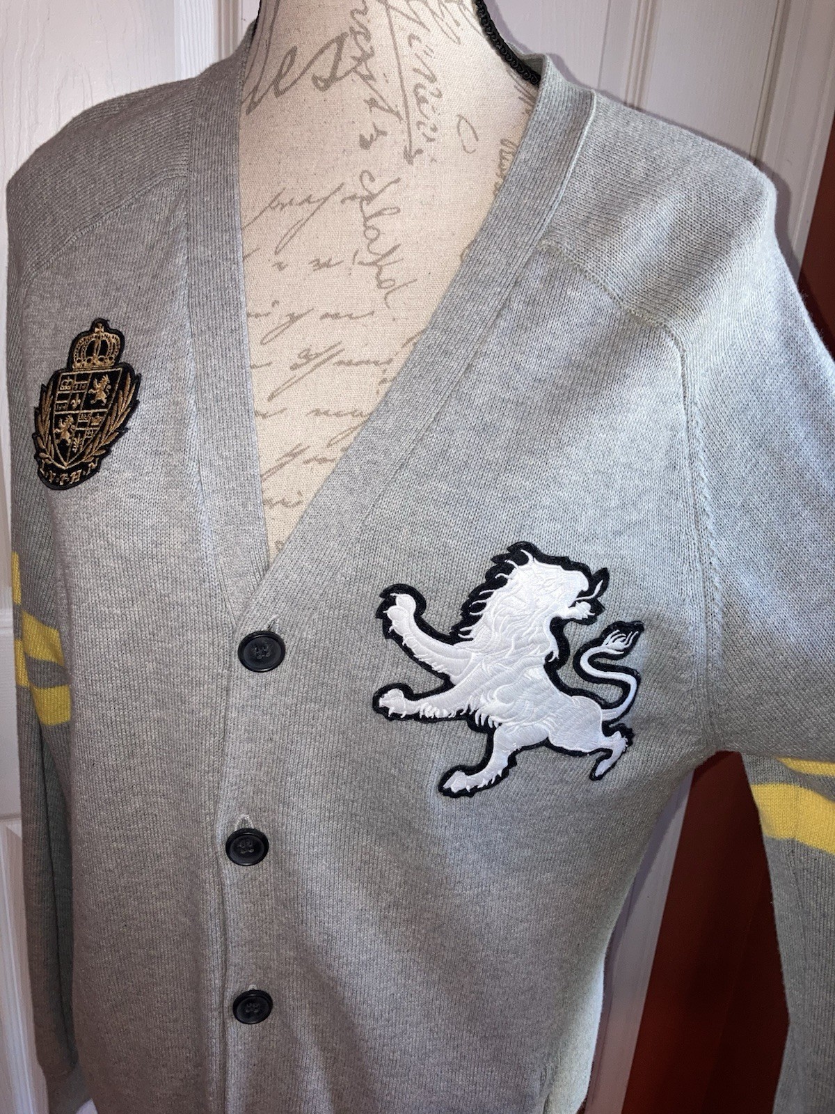 Express Academia Button Down Emblem Patch Button … - image 7