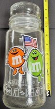 Vintage 1984 LA Olympics M&M’s Glass Jar Mars Candy Advertising Collectible