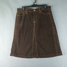 Gap Jeans Corduroy Skirt Womens 8 Brown A Line Knee Length Stretch Retro Basic