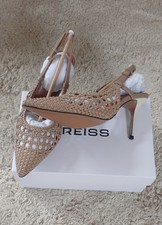 REISS Lena Woven Leather Slingback Stiletto Pumps Heels Size UK 6 EU 39
