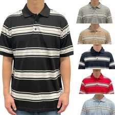 Men's Short Sleeve Striped Pique Polo Shirts Regular Fit S-3XL