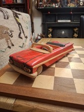 1959 Chevrolet Impala Wooden Model Signed By Cuban Artist Luis Gustavo 2018 32cm