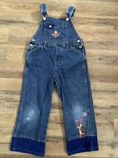 VTG Winnie the Pooh Denim Overalls Size 4/5 Kids 90s Embroidered Corduroy Accent