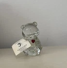 Fenton July Birthstone Bear Clear Glass Ruby Heart Figurine 4.25” w/ Label