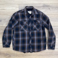 Boston Traders Sherpa Plaid Flannel Shacket Shirt Jacket Grunge Casual