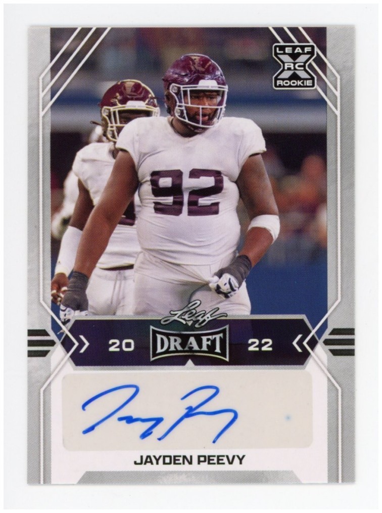2022 Leaf Draft Jayden Peevy XRC Auto #BA-JP2 Autographs New Orleans Saints NFL
