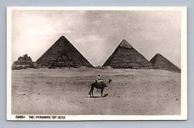 Vintage Egypt Postcard CAIRO The Pyramids of Giza Desert Camel 1960s