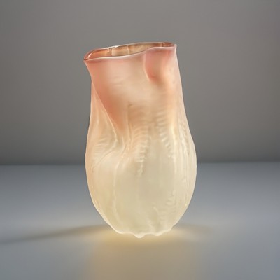 American Art Glass Nikolas Weinstein Sculptural Opaline Glass Vase Honey Red Tip