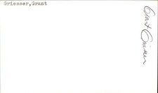 Grant Griesser Signed 3x5 Index Card Cut Royals Autograph Den