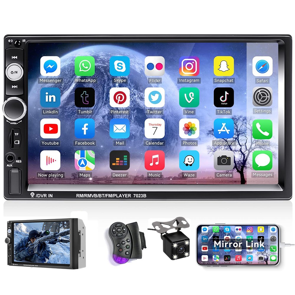 7 Auto Stereo Radio Doppel 2 DIN MP5 HD Touchscreen Spiegel LinkBackup Kamera