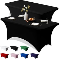 2 Pack 6FT Spandex Table Cloth - 72 x 30 Inch Rectangular Stretch Tablecloth