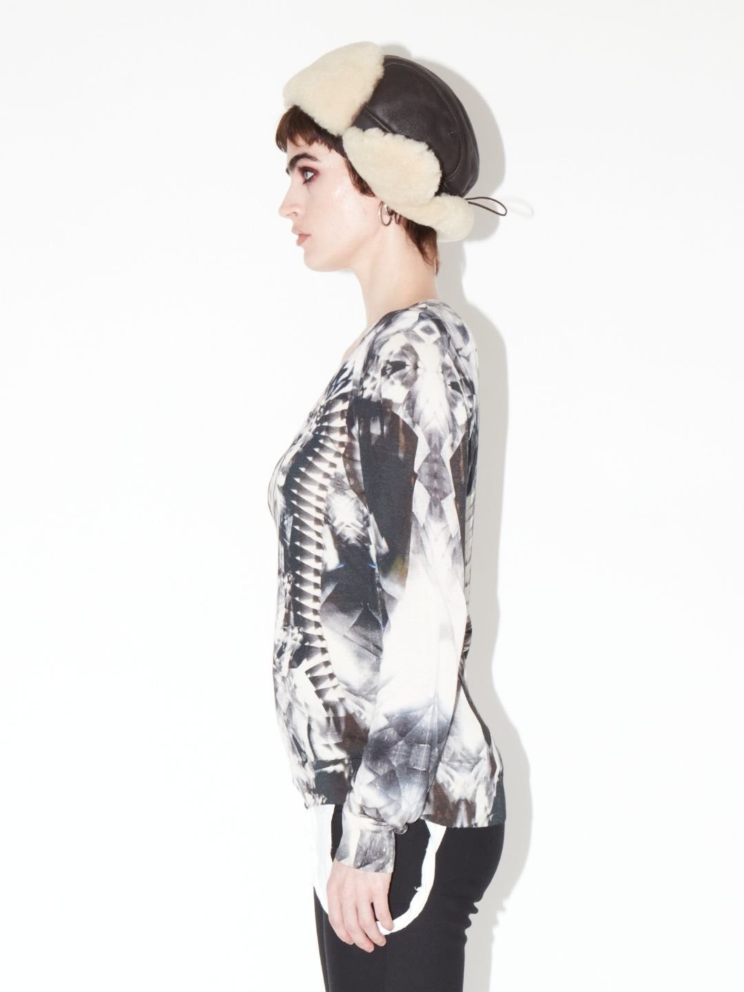 Alexander McQueen SS2009 Skeleton Kaleidoscope Silk Jumper Black Grey - Size M image 5
