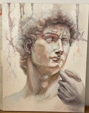 Original Watercolor Painting of Michelangelo’s David –14x11 in  Classical Fine