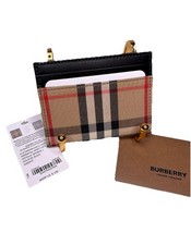 New Burberry Sandon Card Case Wallet House Check Black with dust bag care card