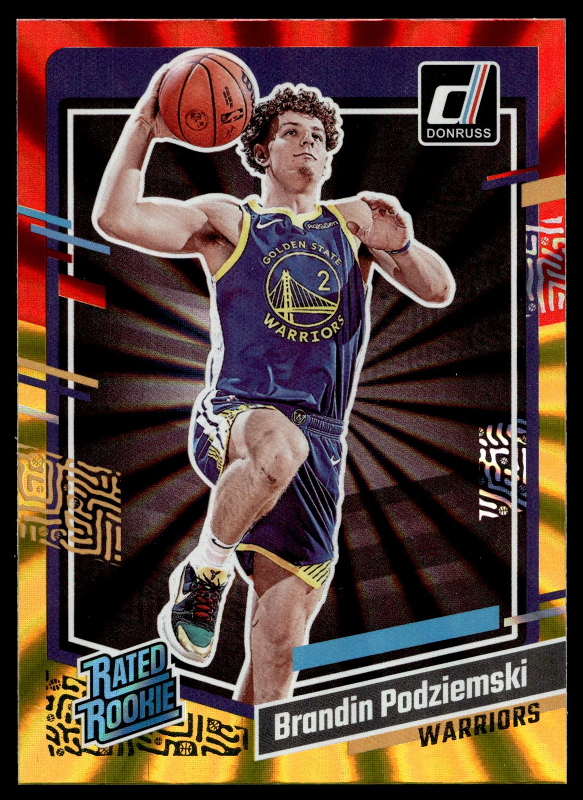 2023-24 Donruss #249 Brandin Podziemski Red/Gold Laser Holo Rookie Warriors