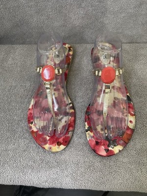 APT.9 Women's Size 11 Pink Coral Floral Print Flip-Flop Sandal.