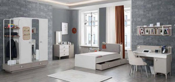 Design Jugendzimmer Komplett Kleiderschrank Kommode Schreibtisch 4Tlg.-image