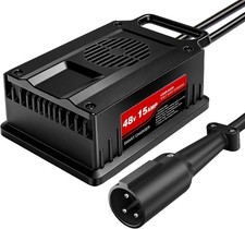 48V 15A Golf Cart Battery Charger for Club Car Precedent DS 3-Pin Round Plug
