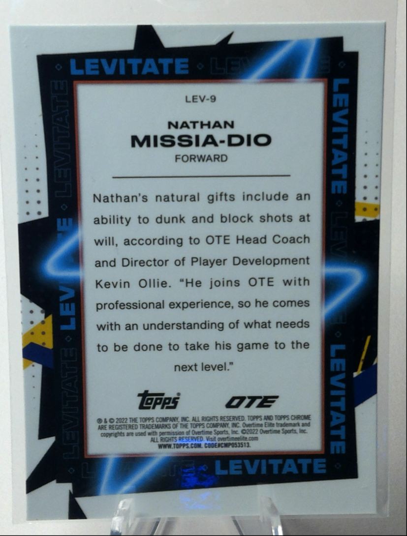 2022 Topps Chrome Overtime Elite Levitate #LEV-9 Nathan Missia-Dio