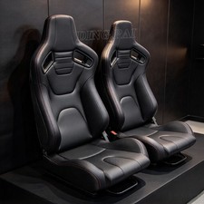 2x Universal Car Seat Racing Seats Pvc Leather Reclinable Bucket Seat Wsliders