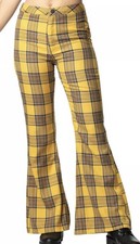 Almost Famous Size 9 Yellow Black Plaid 90s High-Rise Flared Women  s Pants NWT