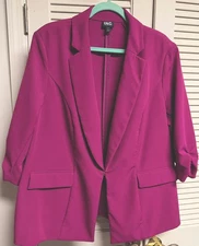 I.N.C. Classic Blazer/Jacket in Violet Orchid 2 Pockets Shoulder Pads Womens 2X
